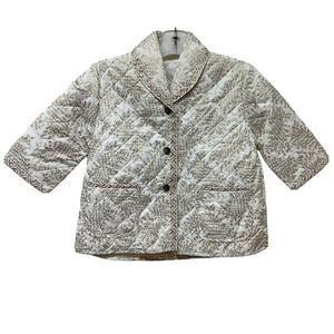 Vintage Girls 6X Short Quilted Bed Jacket Robe White Gold Made in USA NEW